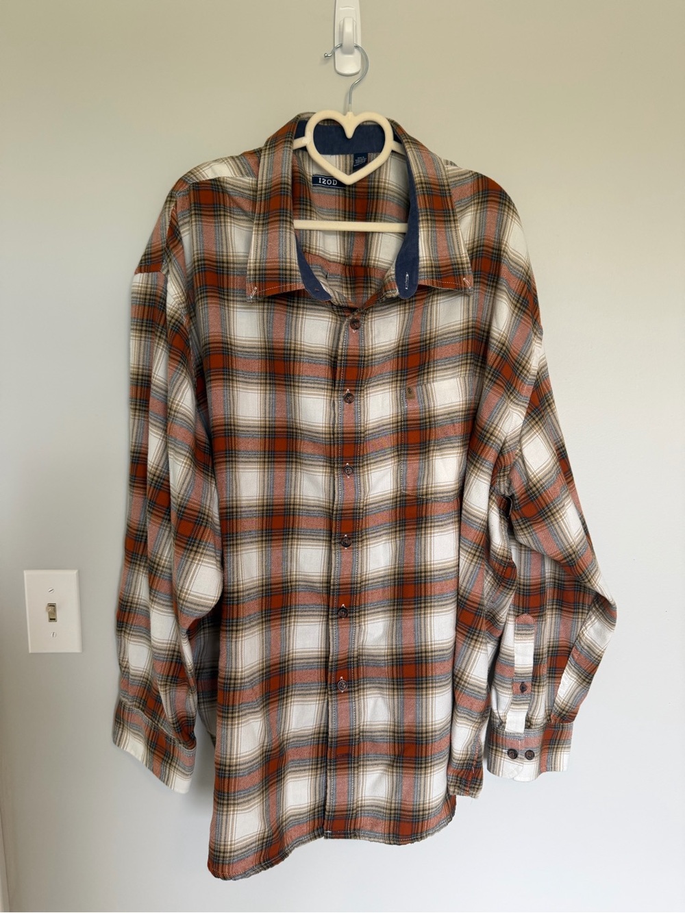 Izod Plaid Button-Down Shirt in Brown, Tan & Rust